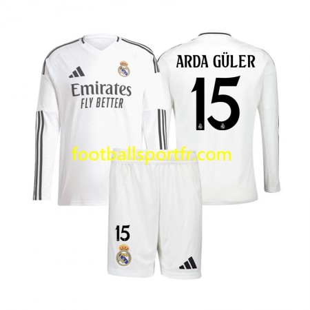 Tenue Real Madrid Arda Guler 15 Enfant Domicile 2024-2025 Maillot de Foot ML